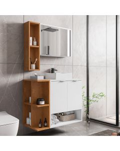 Gabinete com Cuba e Espelheira Ibiza Branco/naturalle