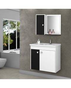 Gabinete para Banheiro com Cuba e Espelheira Munique Branco/preto