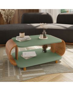 Mesa de Centro Decorativa Floripa com Pés de Madeira Maciça Pistache/Naturalle
