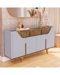 Aparador Buffet Danubio 4 Portas 2 Gavetas P&eacute; Madeira Maci&ccedil;a Off-white/cinamomo