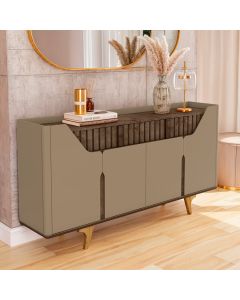 Aparador Buffet Danubio 4 Portas 2 Gavetas Pé Madeira Maciça Fendi/carvalho