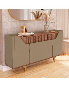 Aparador Buffet Danubio 4 Portas 2 Gavetas Pé Madeira Maciça Fendi/freijo