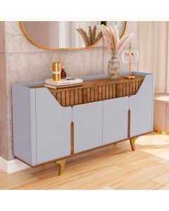 Aparador Buffet Danubio 4 Portas 2 Gavetas P&eacute; Madeira Maci&ccedil;a Off-white/naturalle