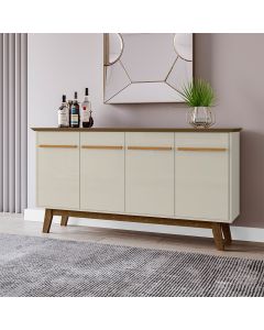 Aparador Buffet Opala 4 Portas com Pés de Madeira Maciça Cinamomo/off-white