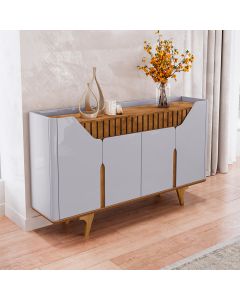 Aparador Buffet Tamisa com 4 Portas e P&eacute; Madeira Maci&ccedil;a Off-white/naturalle