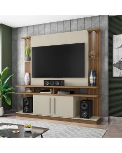 Home Painel York Tv até 60 Polegadas com Led 2 Portas Cinamomo/off-white/ripado