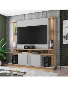 Home Painel York Tv at&eacute; 60 Polegadas com Led 2 Portas Cinamomo/off-white/ripado