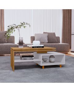 Mesa de Centro Decorativa Lima Tampo Duplo Design Cinamomo/Off-white