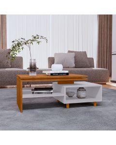 Mesa de Centro Decorativa Lima Tampo Duplo Design Naturalle/Off-white