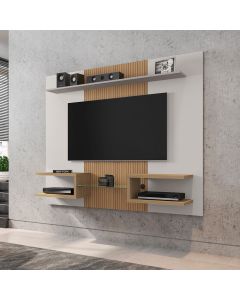 Painel Sala Atlas para Tv até 55 Polegadas Off-white/cinamomo/ripado