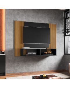 Painel Sala Navi para Tv até 48 Pol. Preto Fosco/ripado