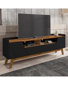 Rack Sala Florença para Tv até 70 Polegadas com Pés Madeira Preto Fosco/naturalle
