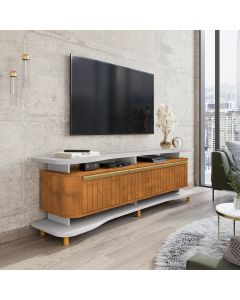 Rack Sala Guarapari para Tv até 75 Polegadas 3 Portas Off-white/naturalle Fresado