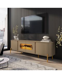 Rack Sala Juquehy para Tv até 75 Polegadas com Led Bordas Arredondadas Fendi/carvalho