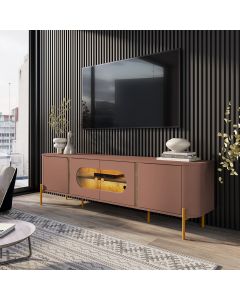 Rack Sala Juquehy para Tv até 75 Polegadas com Led Bordas Arredondadas Freijo/fendi