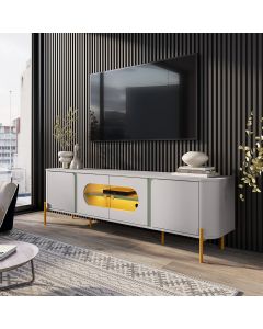 Rack Sala Juquehy para Tv até 75 Polegadas com Led Bordas Arredondadas Off-white/pistache