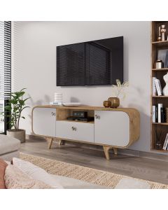 Rack Sala Noronha para Tv até 55 Polegadas Cantos Arredondados Cinamomo/off-white