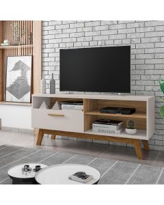 Rack Sala Pal&aacute;dio para Tv at&eacute; 55 1.4 Off-white/cinamomo