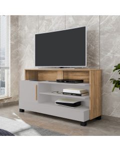 Rack Sala Pipa Tv 48 Polegadas com 1 Porta e Pés Madeira Maciça Off-white/cinamomo