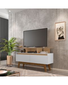 Rack Sala Rubi 1.2 para Tv at&eacute; 50 2 Portas P&eacute; Madeira Macica Cinamomo/off-white