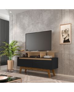 Rack Sala Rubi 1.2 para Tv at&eacute; 50 2 Portas P&eacute; Madeira Macica Cinamomo/preto Fosco
