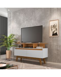 Rack Sala Rubi 1.2 para Tv at&eacute; 50 2 Portas P&eacute; Madeira Macica Naturalle/off-white